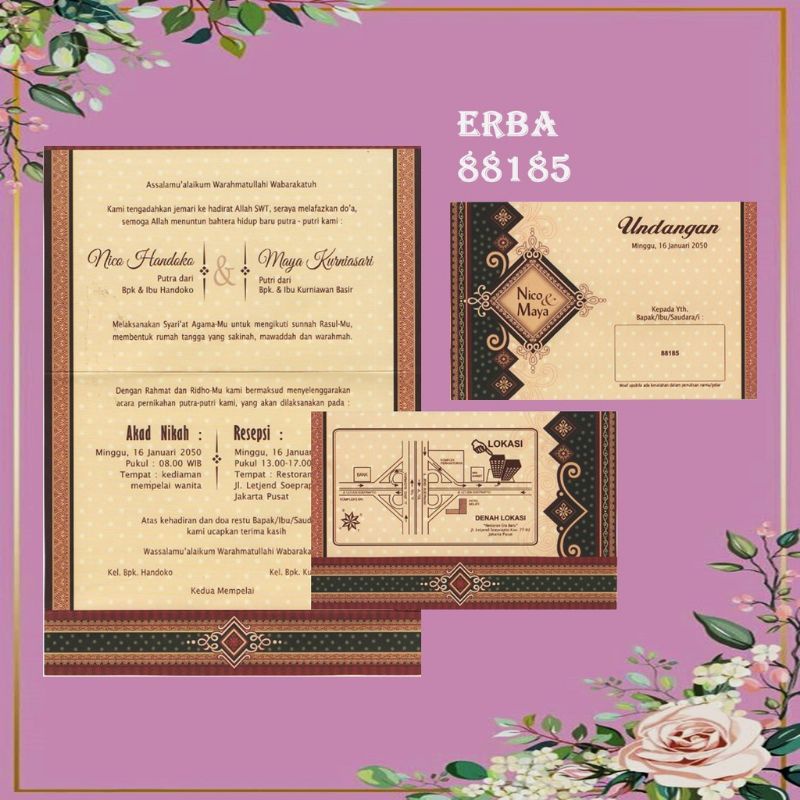Kartu Undangan Erba kode 88185