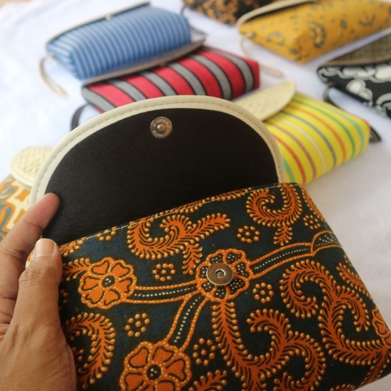 Dompet Pouch Pandan Mini Batik Lurik / Dompet Souvenir