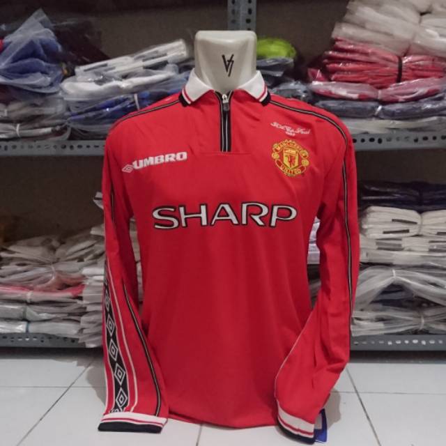 Jersey Retro A3 AAA Manchester United MU home treble final FA 1999 Sharp LS lengan panjang size M