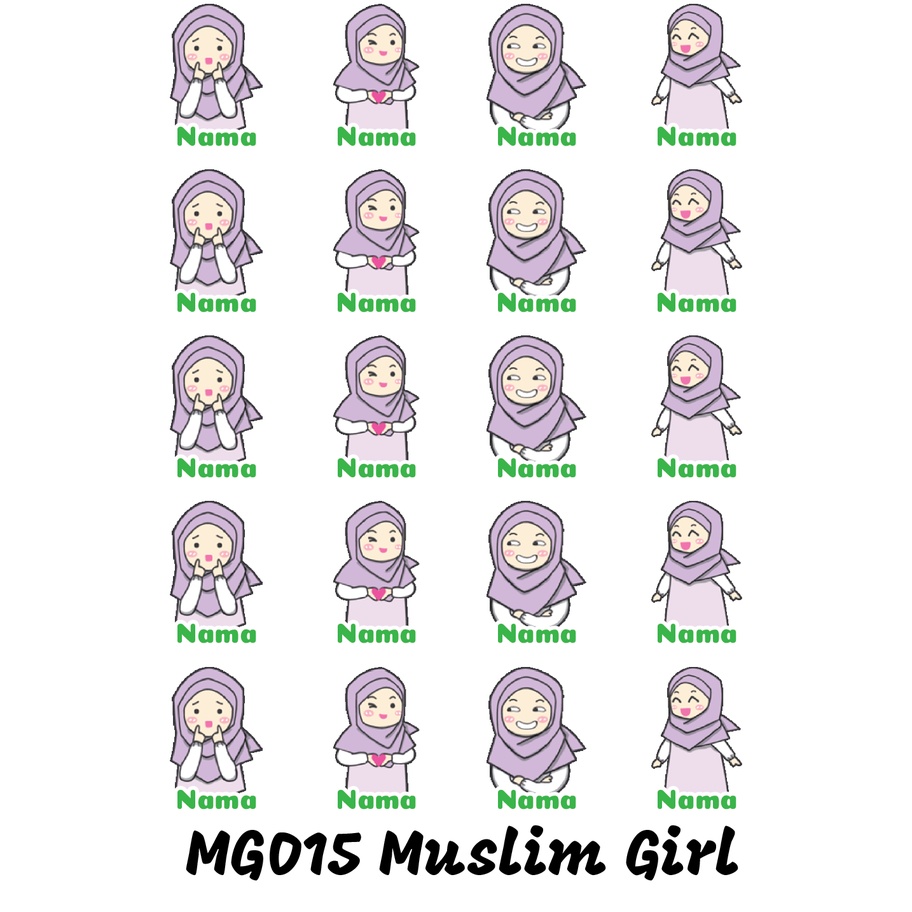 

Sticker Nama Cutting Label Waterproof Tahan Air Muslim Girl 15 (MG015)