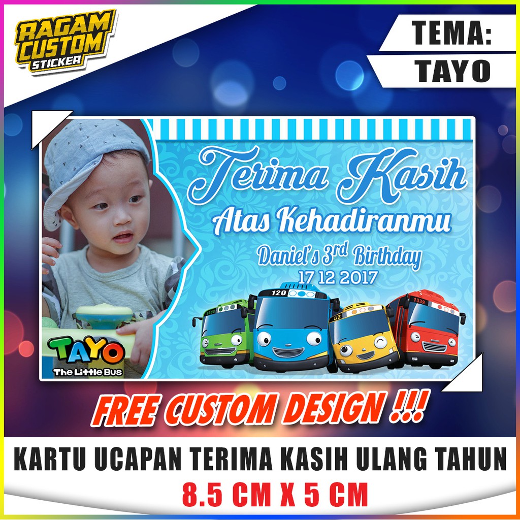 Kartu Ucapan Terima Kasih Thanks Card Tema Tayo Shopee Indonesia