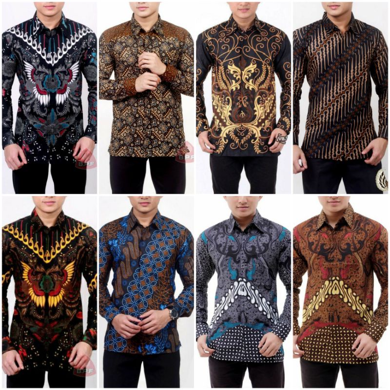 Kemeja Batik Kondangan Batik Pria Panjang Modern Motif Cakra Putih