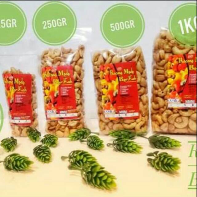 

Kacang mede berkah kemasan 125gr,250gr,500 gr dan 1kg