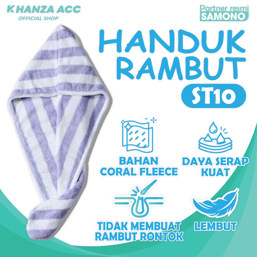 KHANZAACC SAMONO ST10 Handuk Rambut Keramas Kepala  Turban Magic Towel Bahan Lembut