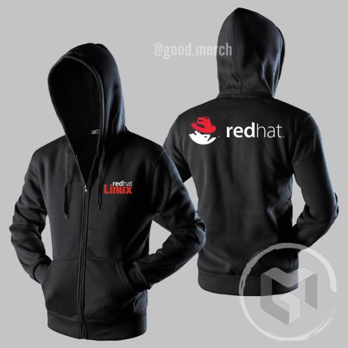 Jaket Hoodie Sweater Redhat Linux Sweatshirt Zipper