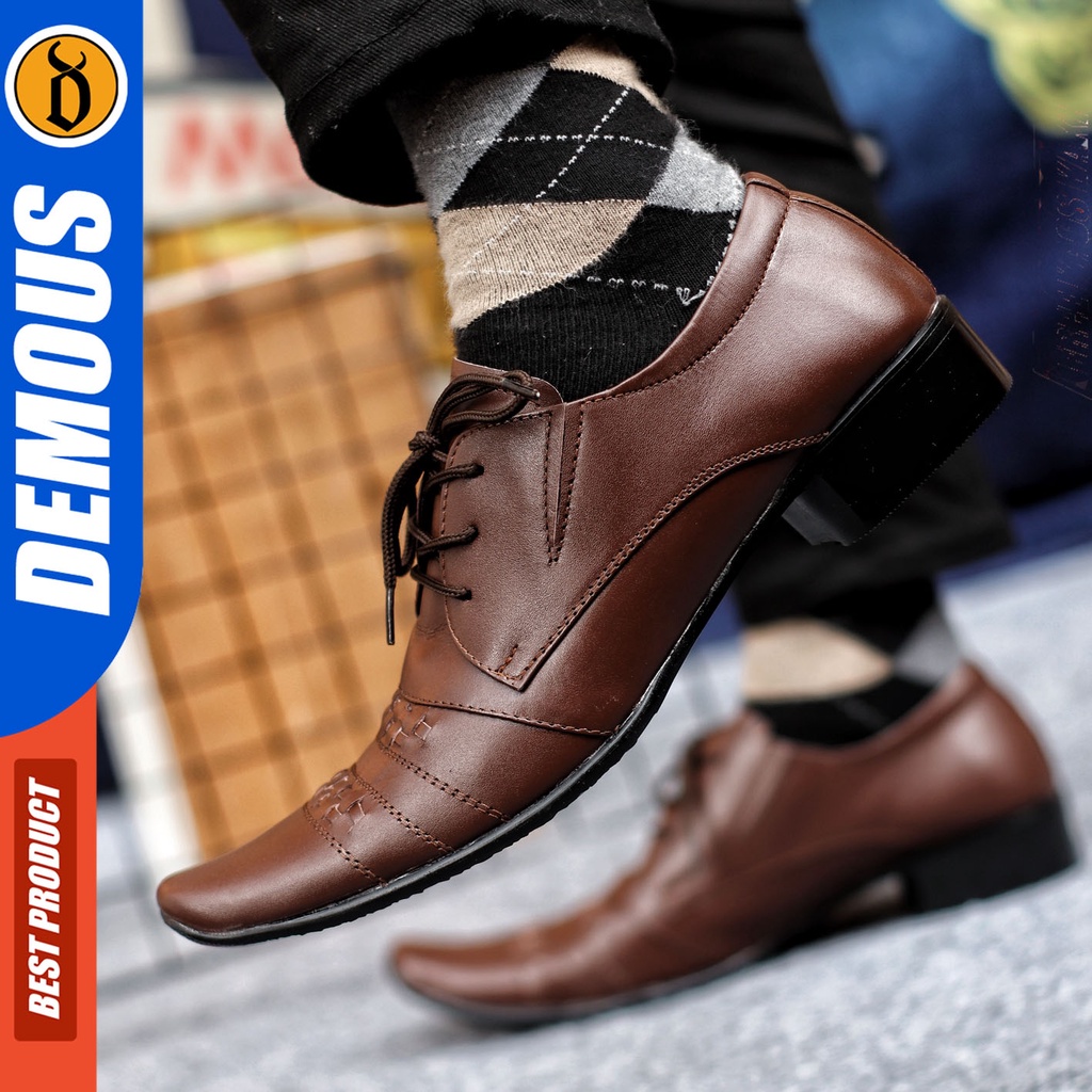 DEMOUS SUMAK - Sepatu Formal Pantofel Kerja Pria Hitam Kulit Asli