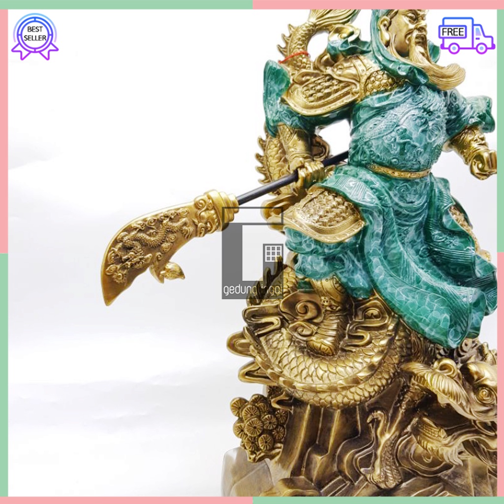 Pajangan Patung Hiasan Hadiah Kado Meja Kantor Dewa Kwan Kong Guan Guang Yu Bumi Maitreya Fengshui Fengsui Feng Shui Rejeki Hok Meja Altar Sembahyang Emas Gold Kuningan Batu Giok Resin Bodhi Rupang Gelang Tasbih Buddha Budha Amitabha Statue Necklace Besar