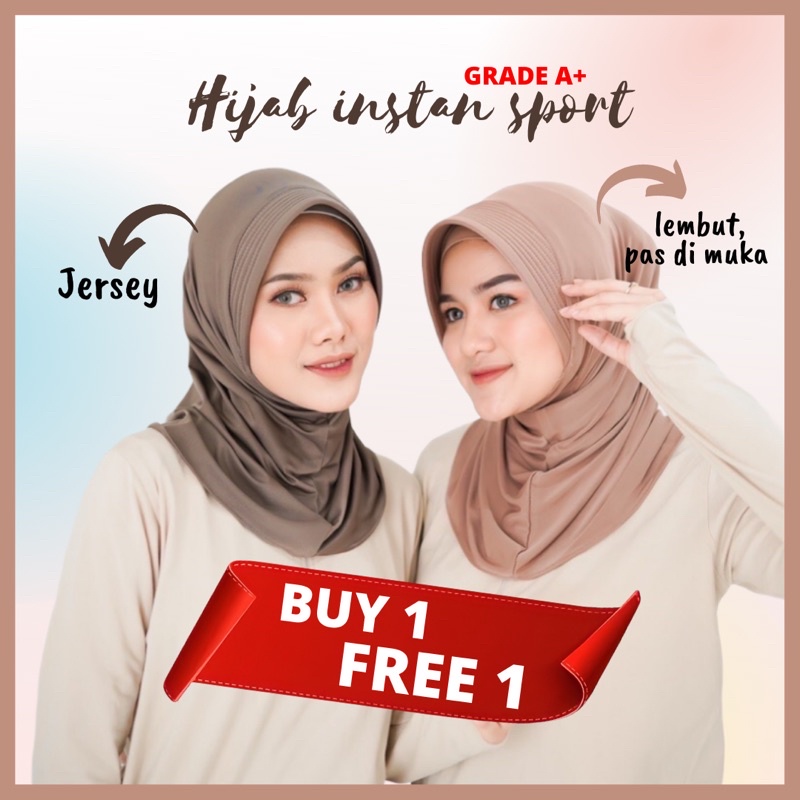 Hijab BERGO SPORT Olahraga Volly Jersey Khimar Instan Blusukan Premium Murah Pendek