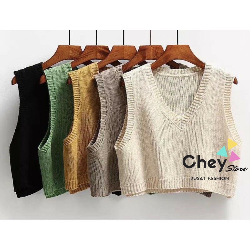 GFS RJT NATHA CROP VEST KNIT | Rompi Rajut Wanita Crop | LD 94 - 120 cm / PJG 46 cm