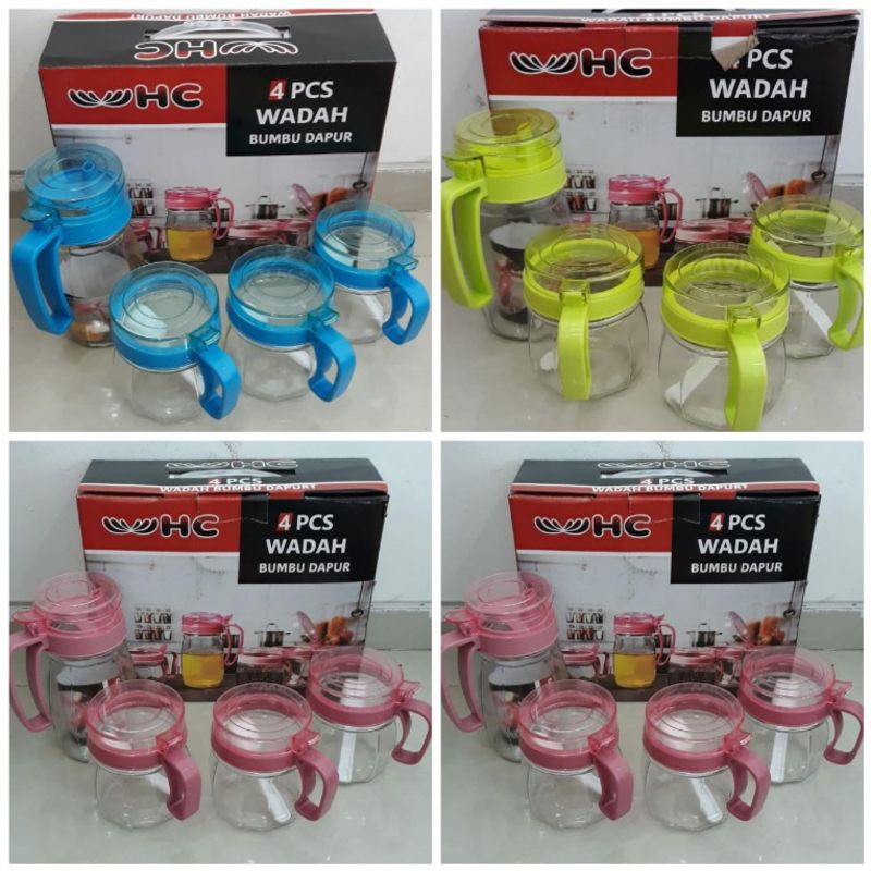(SALE) TEMPAT BUMBU DAN MINYAK SET ISI 4 - HC - Wadah Bumbu Dapur Botol Minyak 4in1 - TERMURAH