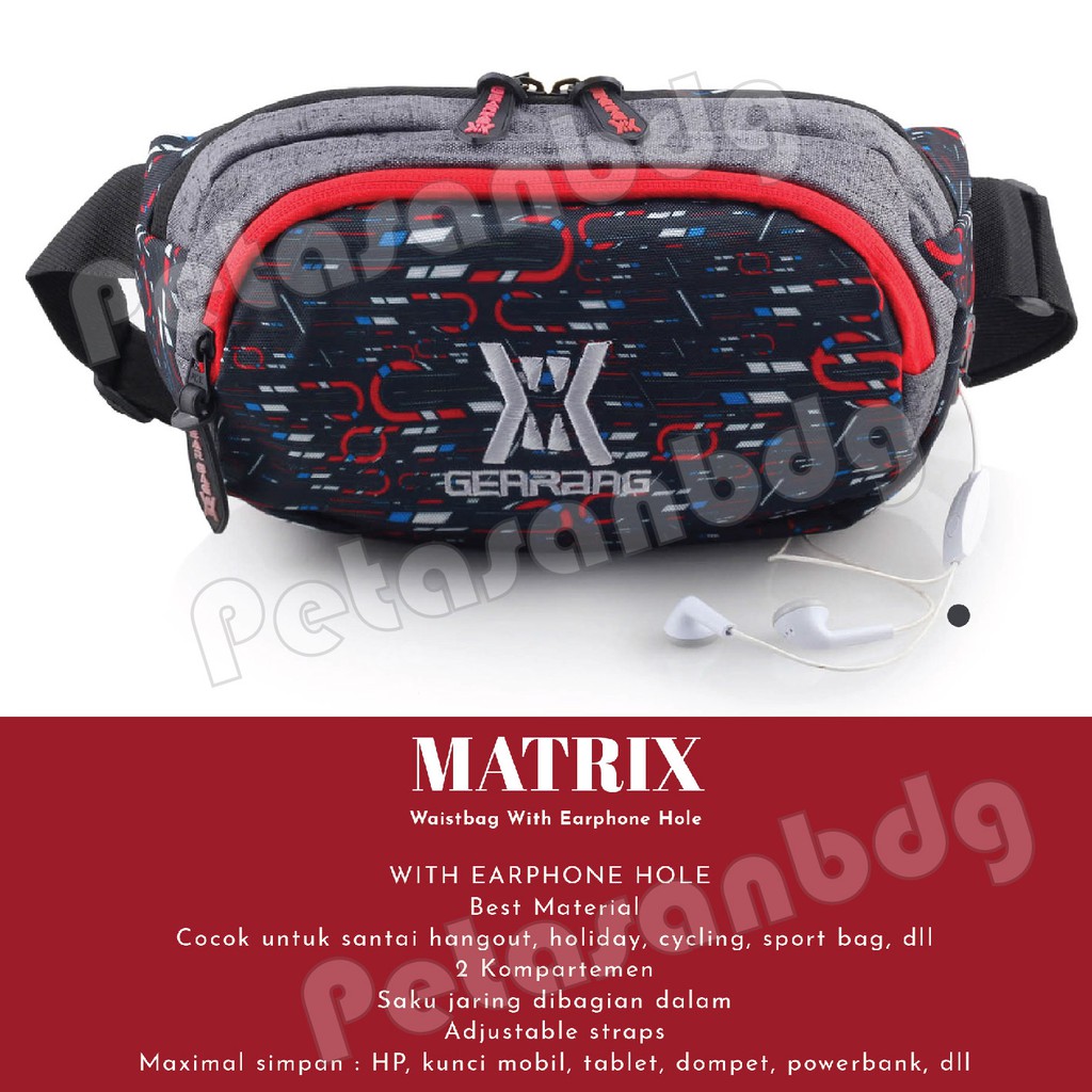 PTS - Gear Bag Port MATRIX 13105 - Waistbag WITH EARPHONE HOLE Tas Selempang Pria Pinggang Messenger