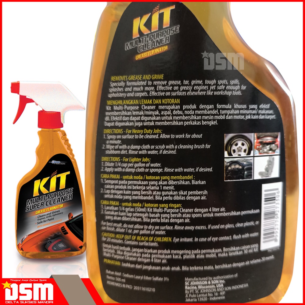 KIT Multi Purpose Cleaner 500 ml / Bersihkan Ruang Mesin, Jok, Palfon, Debu, Aspal / Non Abrasive Formula / DSM