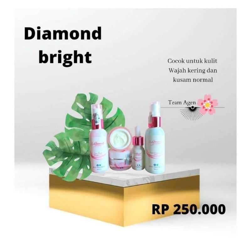 MARWAH DIAMOND BRIGHT+SERUM(NEW)+ FREE VOUCHER NIGHT CREAM CLINIC LABEL BIRU