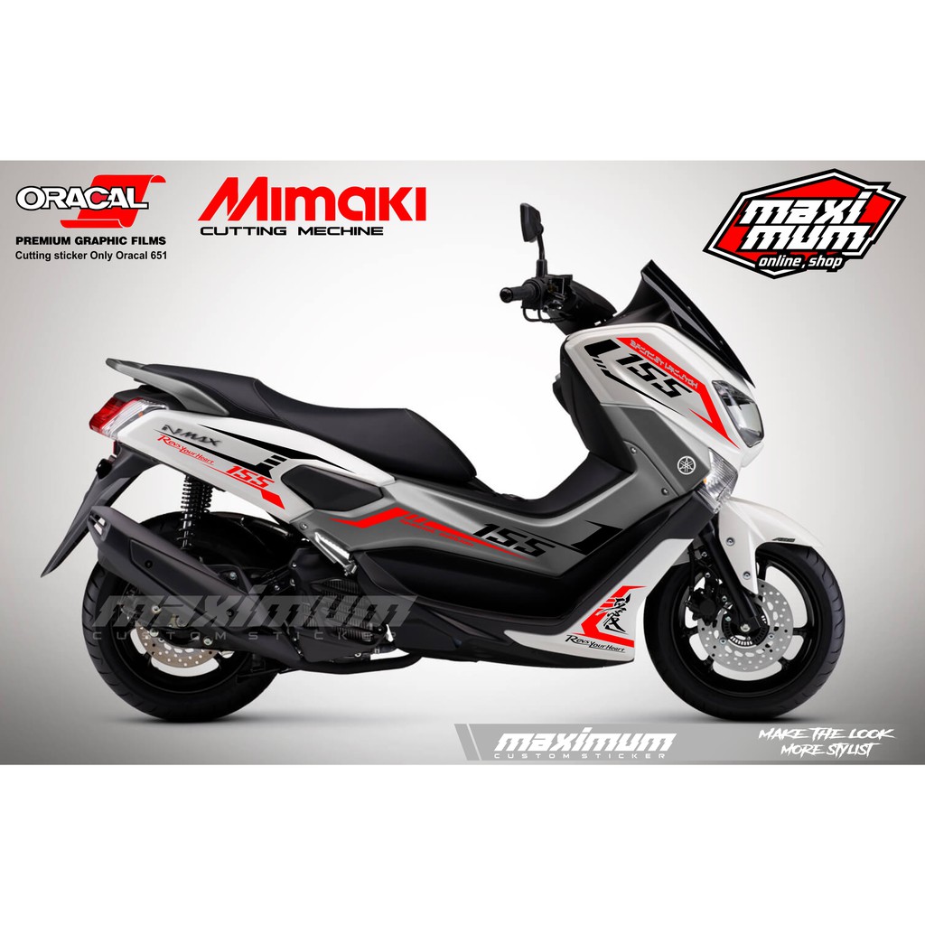 STICKER NMAX - CUTTING STICKER NMAX MERAH KOMBINASI HITAM BAHAN ORACAL