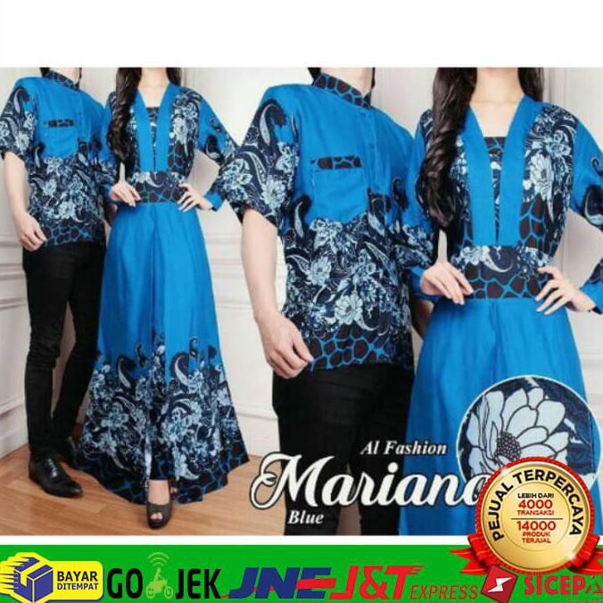 Baju Gamis Batik Couple Pasangan Pria Wanita Terbaru Mariana A84 Magnitudo2020
