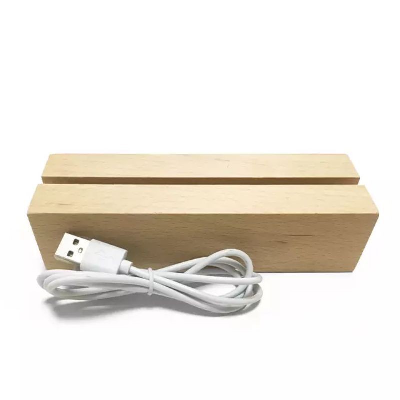 stand kayu lampu akrilik ( ada lampu nya )