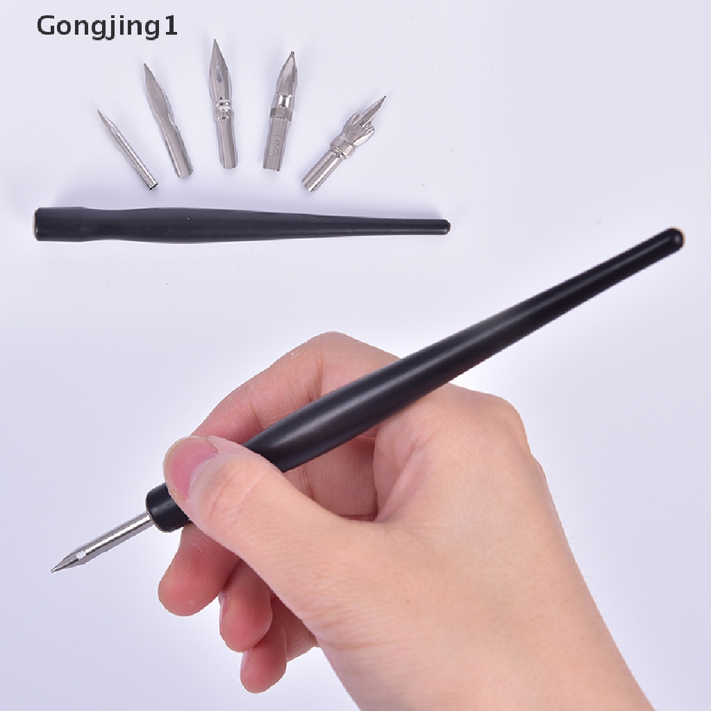 Gongjing1 Set Pena Kaligrafi 5 Nib Dengan 1