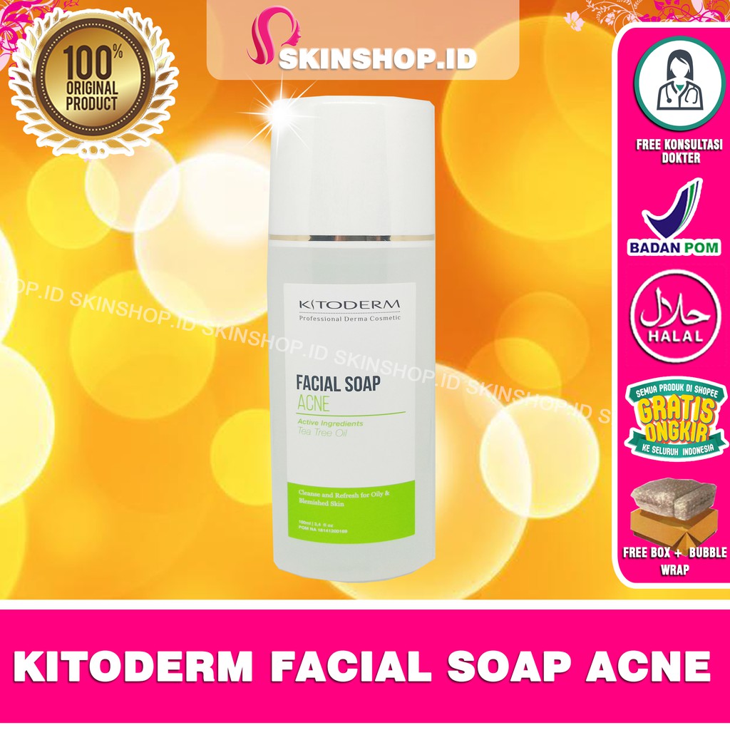 Kitoderm Facial Soap Acne Tea Tree Oil 100ml Original / Sabun Wajah Jerawat BPOM Aman