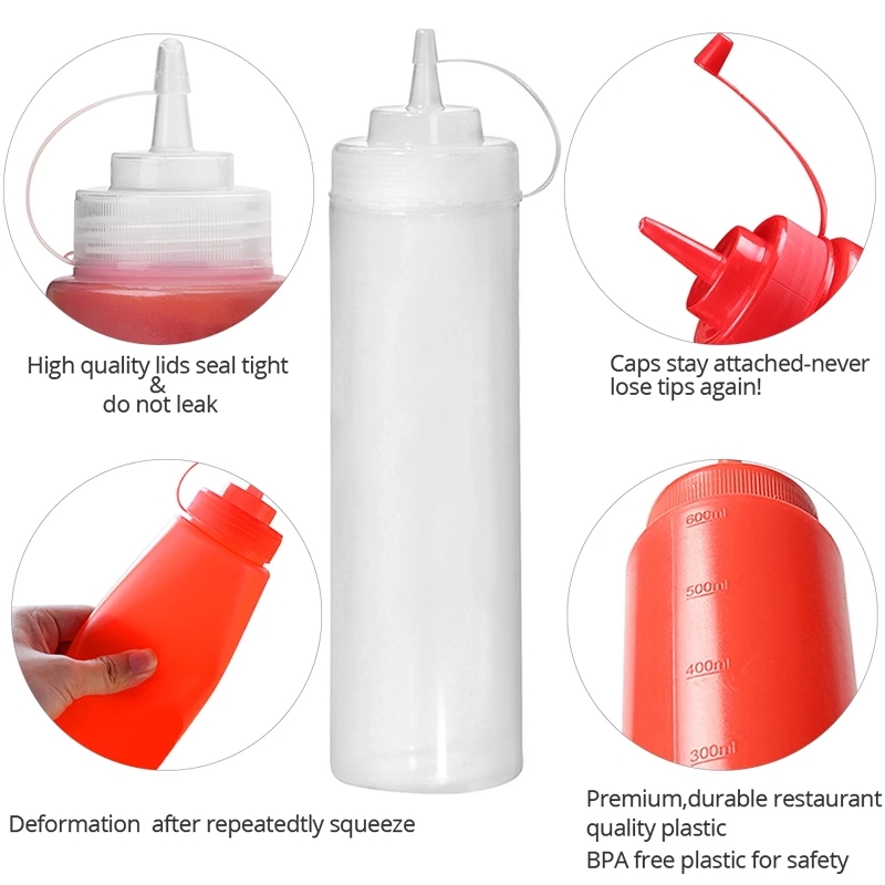 Botol Dispenser Saos Kecap Salad Bahan Plastik Food Grade Ukuran 240ml / 500ml Untuk Restoran