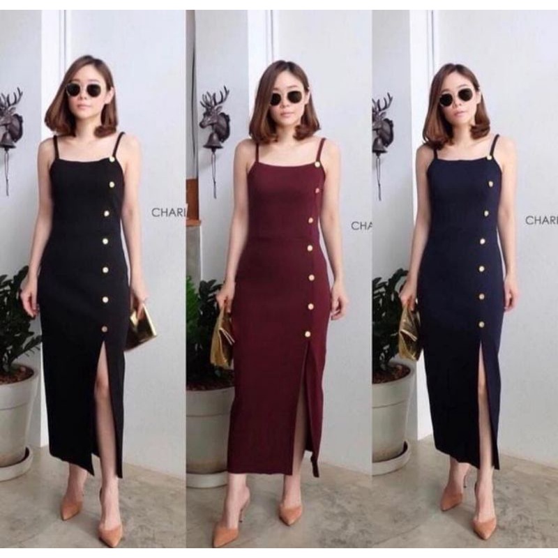 A471 Long Dress Rajut Dress Panjang Dress Tanktop Dress Tanpa Lengan