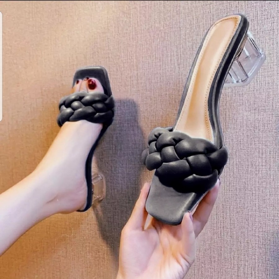 Sandal Hak Tahu Kaca / Hak Tahu Transparan / High Heels Wanita / HAK KACA TAHU PREMIUM KF06