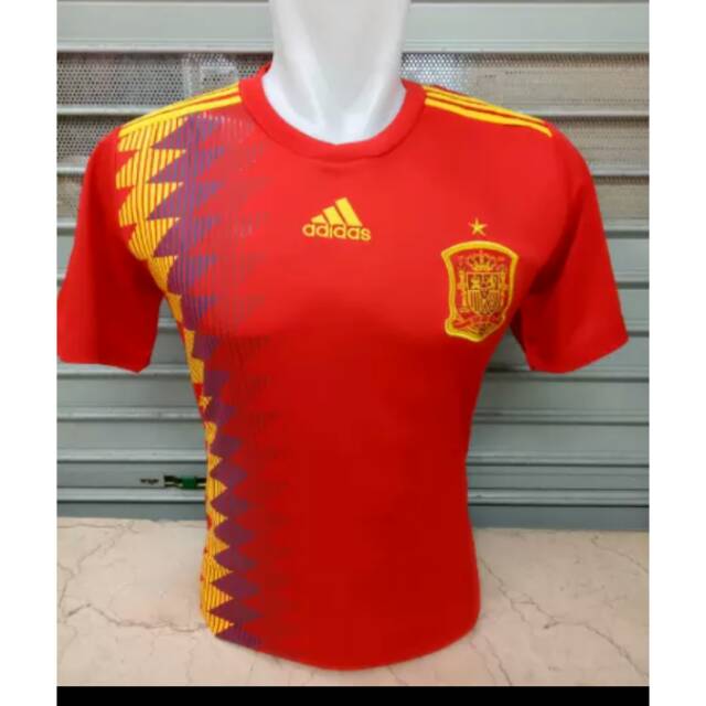 Jersey Grade Original Spanyol Home World Cup 2018 Baju Kaos Bola Futsal Murah Adidas Impor