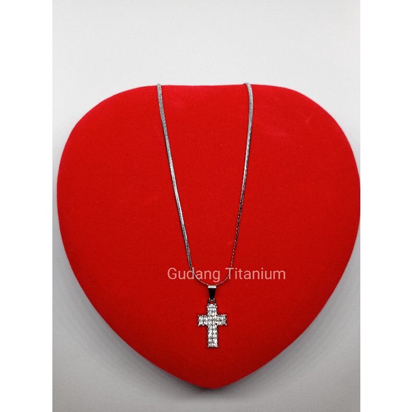 KLUNG SALIB PRIA DAN WANITA / KALUNG SILVER / KALUNG TITANIUM / SALIB PERMATA KOTAK