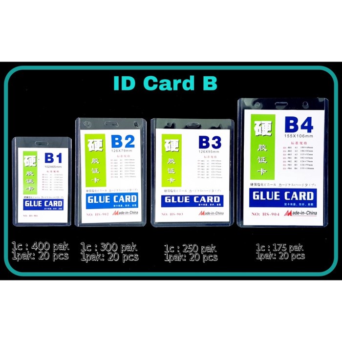 

Eklusif Sos Id Card B3 (20 Pcs) / Kartu Id Hemat