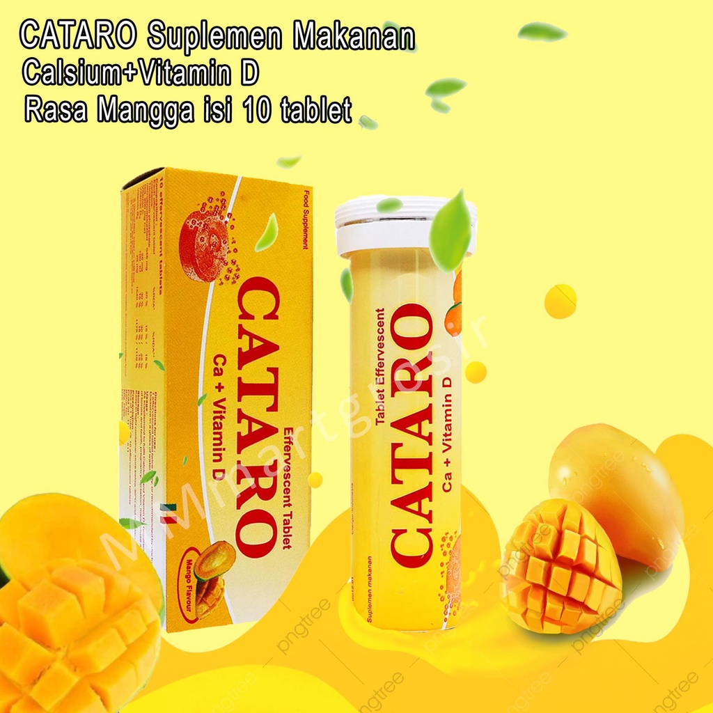 Cataro Suplemen Makanan / Calsium+Vitamin D / Rasa Mangga / Isi 10 Tablet