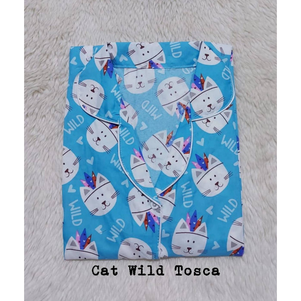 PEPOY SHOP Setelan Piyama Baju Tidur CP  LD 104  CM DEWASA Motif Good Quality.-CAT WILD TOSCA