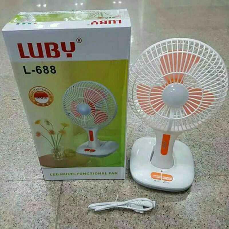 Kipas Lampu Emergency Luby L 688 Kipas Angin Duduk Portable Luby