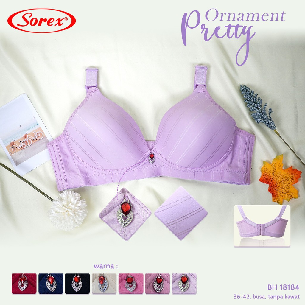 Sorex Bra Busa Tanpa Kawat Kait 3 Setara Cup B Ornament Pretty Harian BH 18184