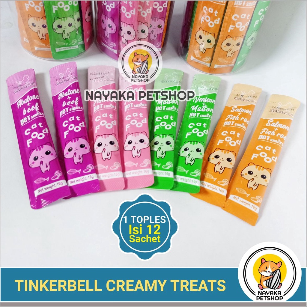 Tinkerbell Creamy Cat Treats 1 Toples Cemilan Kitten Snack Kucing