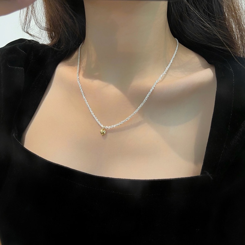 YEEZII Kalung Choker Rantai Liontin Hati Warna Emas Untuk Wanita