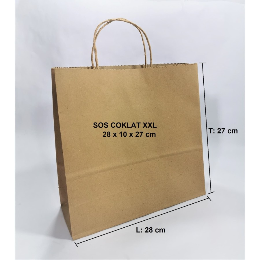 

Paper Bag Coklat Polos XXL 28x10x27 Paper Bag Kado Souvenir Hampers Murah Besar Kertas Kraft Packing
