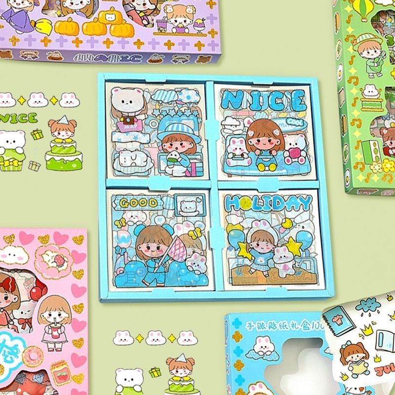 ISI 10PCS STICKER VIRAL 2D - Sticker Deco Aesthetic Tumbler Binder Case HP Diary Scrapbook Momo -sticker botol sticker laptop sticker binder sticker murah