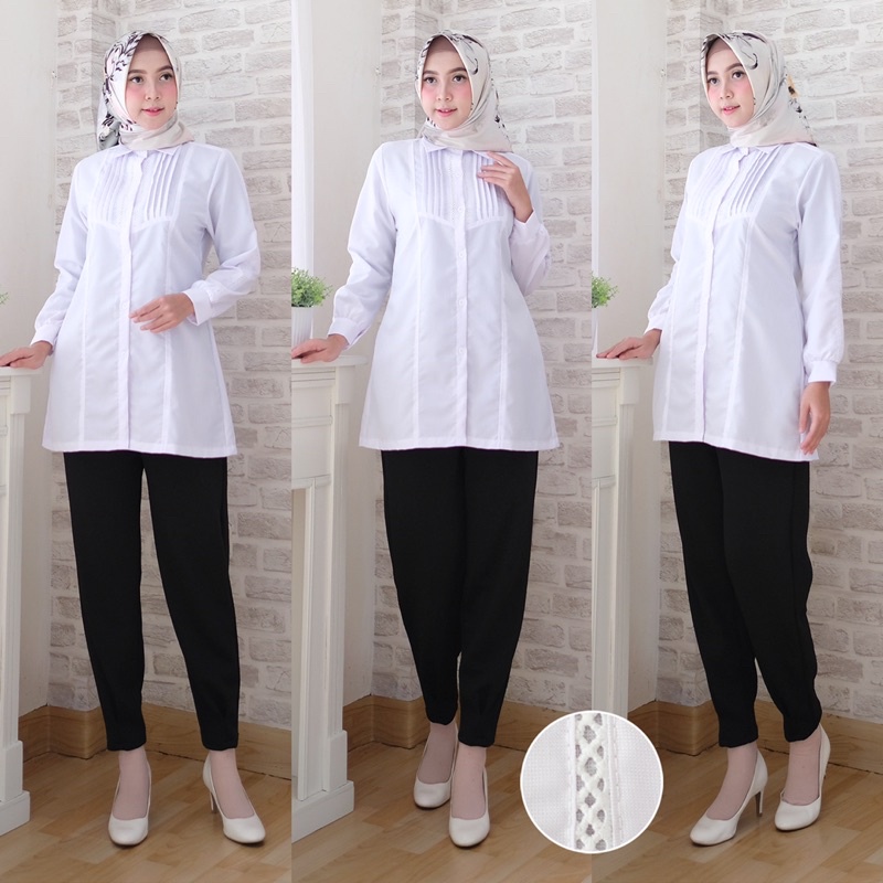 Seenaoutfit - COD KM 012 Baju Putih Kemeja putih polos wanita kerja kantoran PNS Guru PPL atasan baj