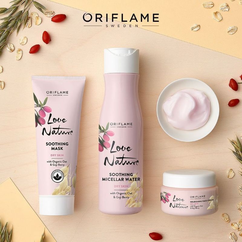 Love Nature Oat &amp; Goji Berry Face Cream/ Micellar Water/ Shooting Mask