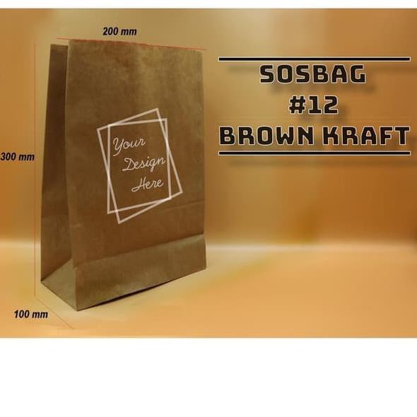 

☊ PAPER BAG - SOS BAG #12 - BROWN KRAFT - KANTONG KERTAS ROTI - 100 PCS ✲