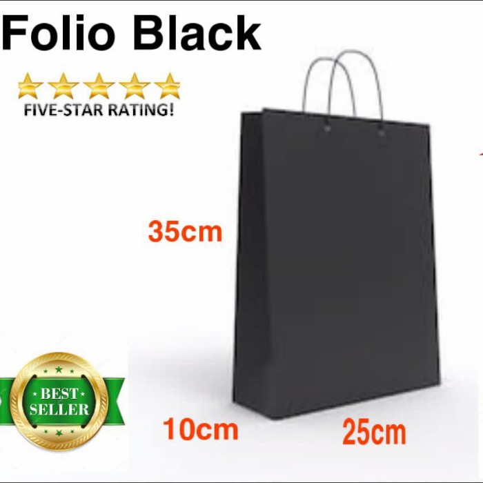 

Paperbag Hitam Folio 25x10x35 Tas Kertas Tas souvenir Tas Belanja