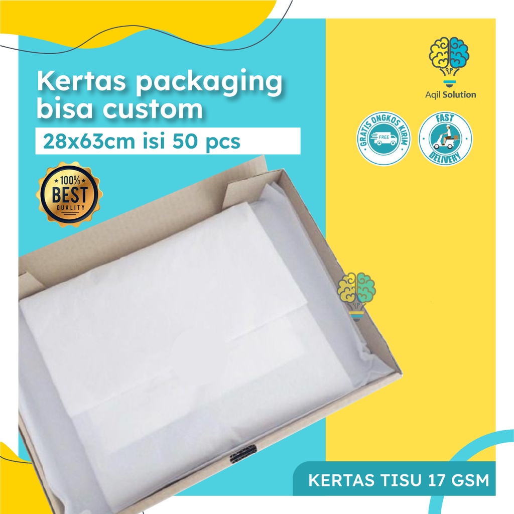 (28x63cm= 50lbr) Kertas Tisu 17gsm/Kertas Packing Hampers/ kertas sepatu, tas Bungkus baju dll