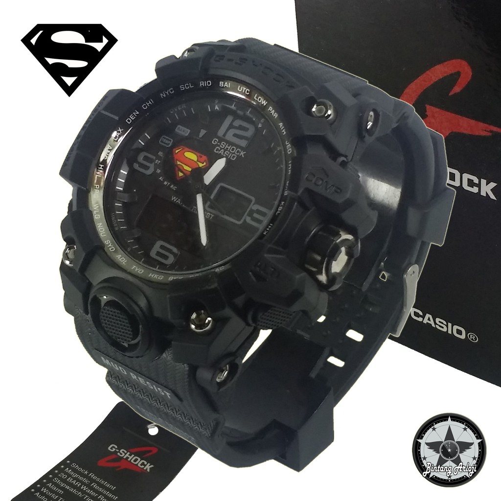 { EXCLUSIVE } JAM TANGAN SUPERMAN DUAL TIME (FULLBLACK)