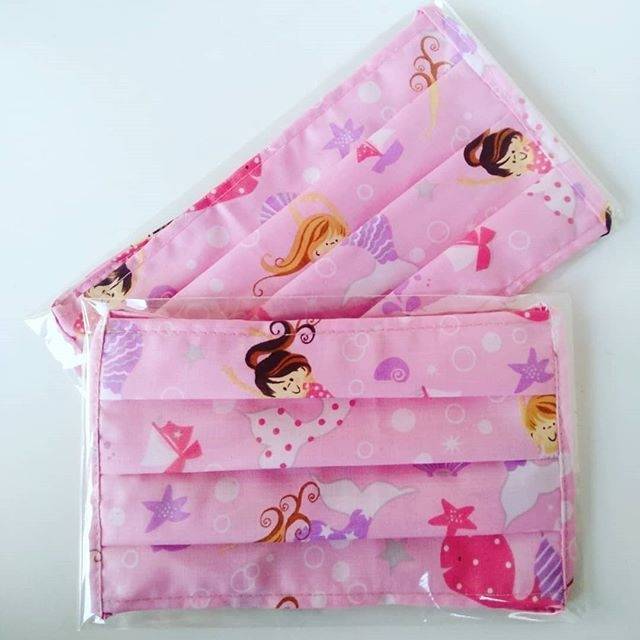 Masker kain katun couple ( dewasa+anak ) motif mermaid