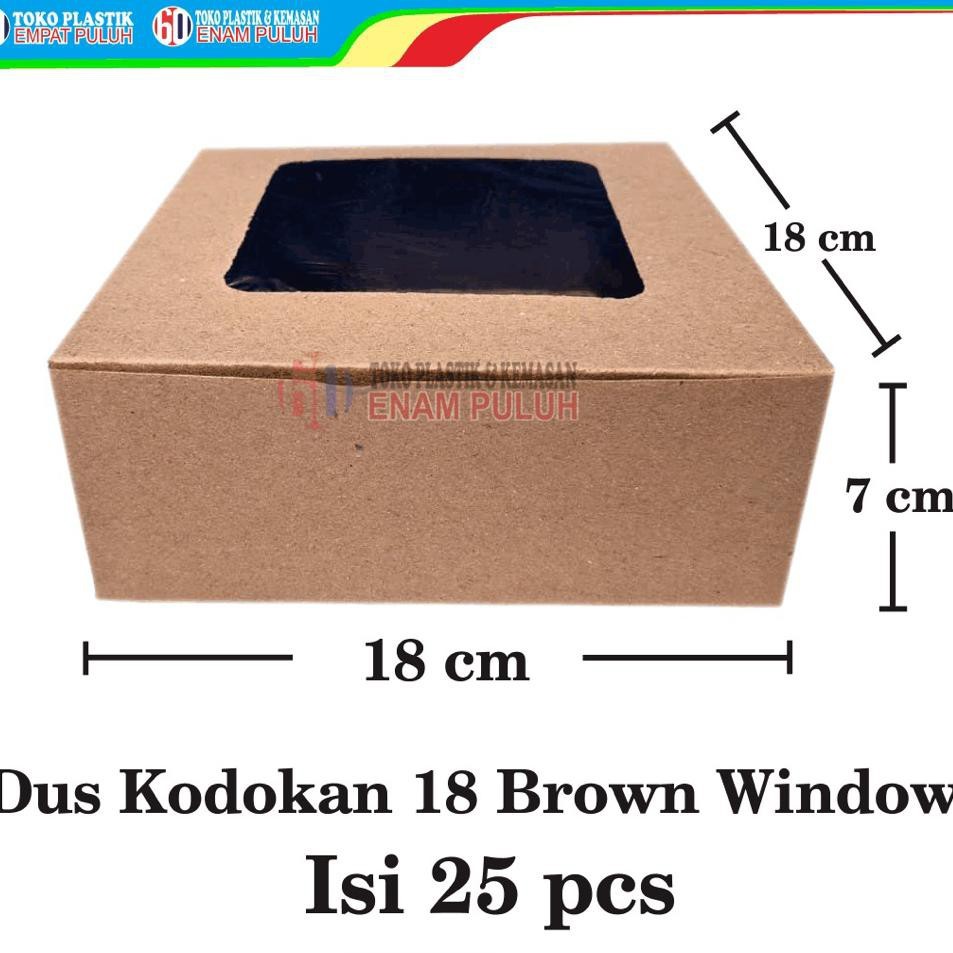

Dus kodokan brown window 18x18 brown kraft jendela laminasi kotak coklat box nasi isi 25