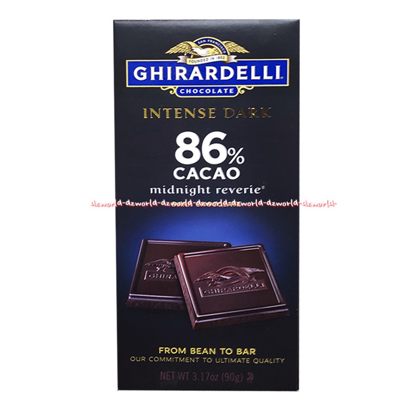 Ghirardelli Chocolate 100gr Intense Dark 92% Cacao Hazelnut Heaven Moonlight Coklat Girardeli