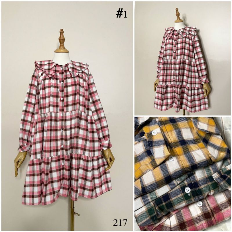 puja maxi, midi dress kotak, midi tartan import, long tunik import murah, long tunik busui friendly