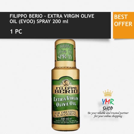 Filippo Berio Minyak Zaitun Extra Virgin Olive Oil EVOO / Extra light and Mild Olive Oil Mpasi Halal Spray 200ML