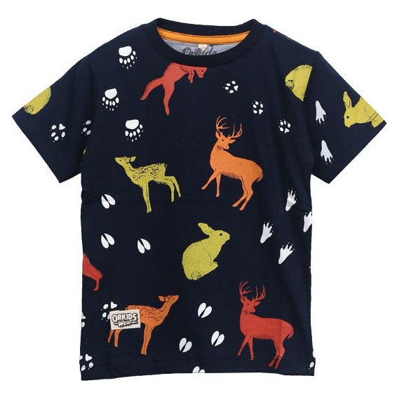  ORKIDS Baju  Kaos  Anak Cowok  Perempuan Animel Navy Promo 