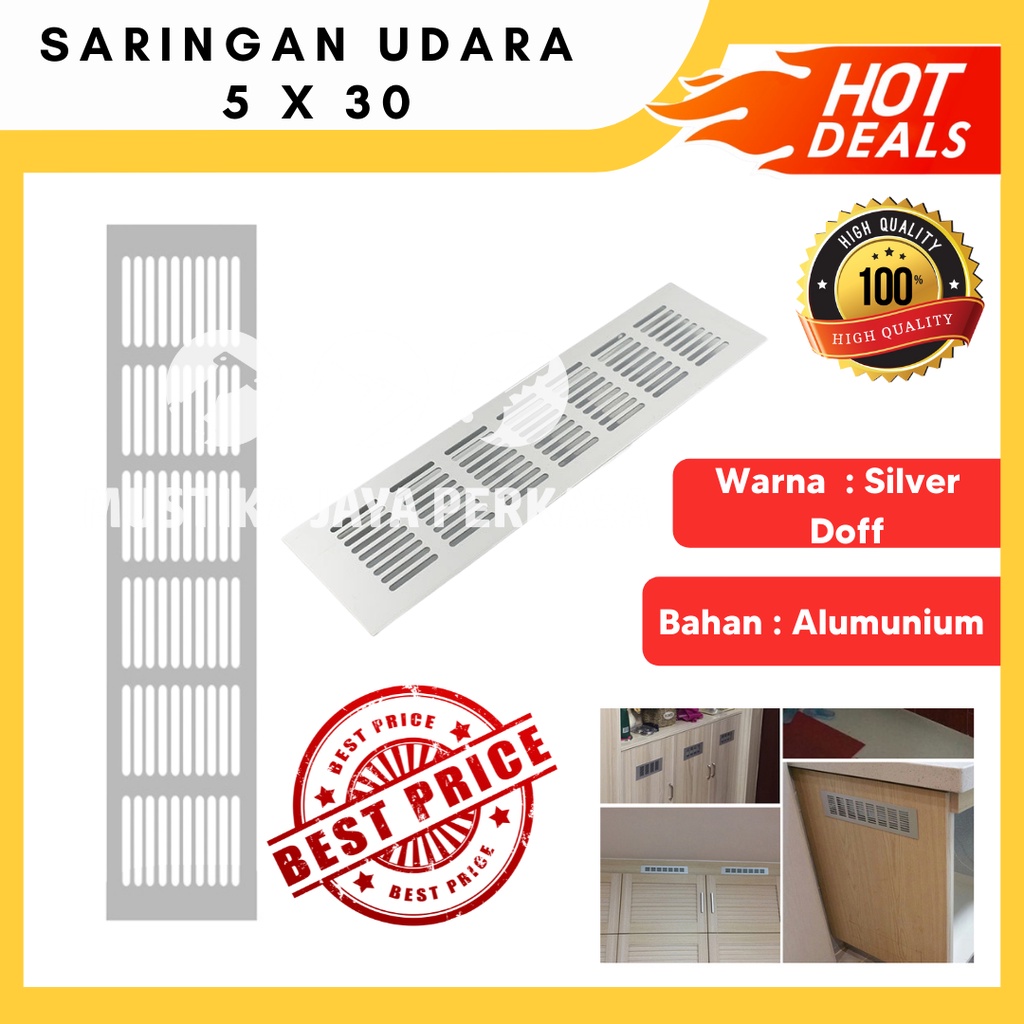 Saringan Udara 5 x 30 cm Lubang Hawa Angin Ventilator Kotak Aluminium