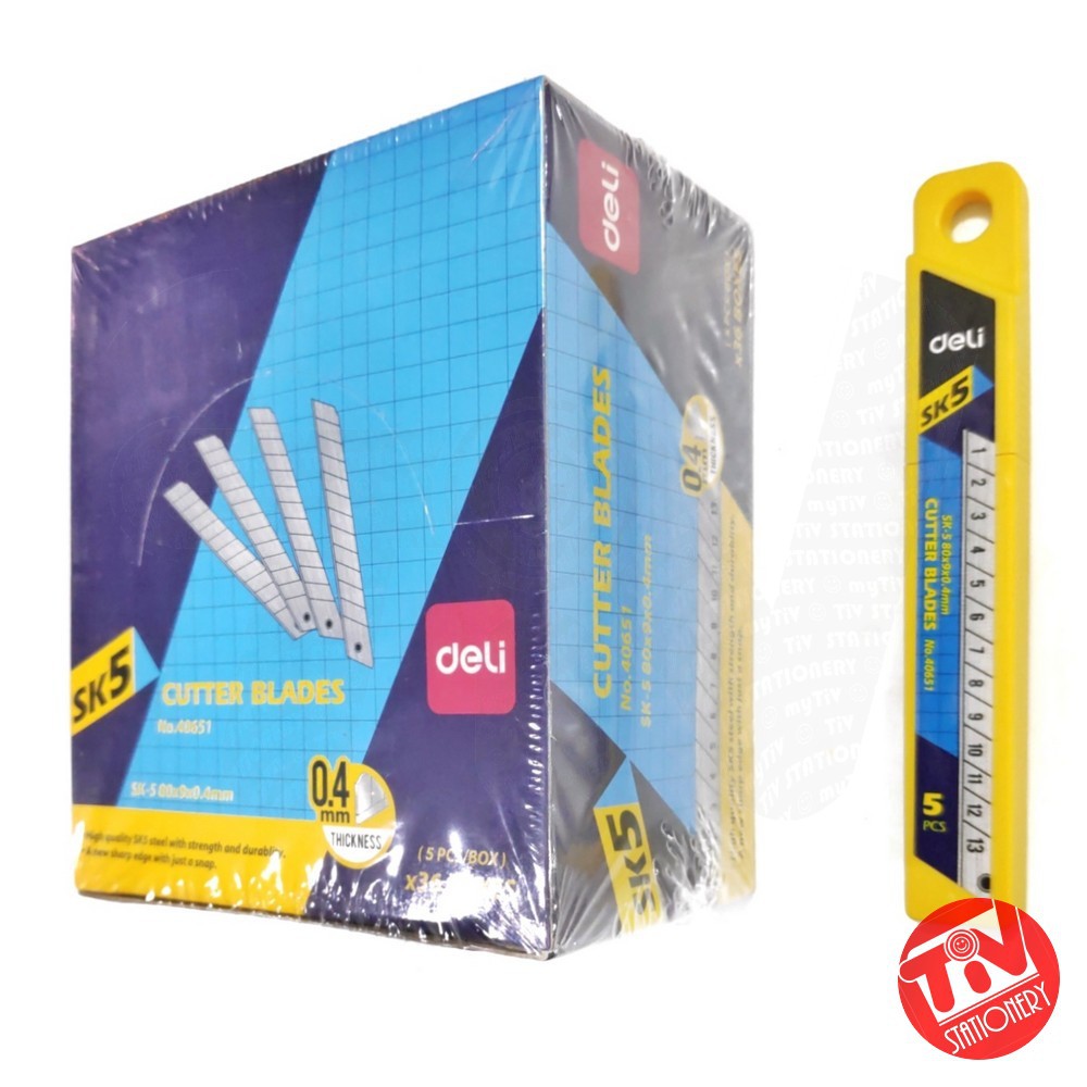 

Refill Pisau Cutter DELI 40651 SK-5 Kecil (1 box = 36 x 5 blades)